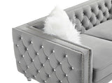 Gray, Three-seater Sofa, Velvet Crystal Buckle Upholstery Sofa, Crystal Feet, Removable Cushion, Two 57265438