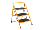 3-Step Steel Step Stool with Low Handrail - Ginger Yellow, Non-Slip & Foldable, Safe for Home 02539083