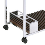 Chrome and Brown Serving Cart with Stemware Shelf B062P184578