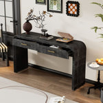 ZUN TREXM Unique Retro Silhouette Console Table with Open Style, Two Top Drawers for Entrance, Dinning WF317094AAB