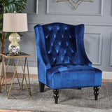 High-Back Velvet Club Chair, Upholstered Wingback Chair, Navy Blue 55038.00NVLTNBL