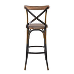 ZUN Antique Copper and Antique Oak Bar Stool with Cross Back B062P181305