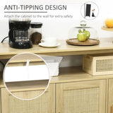 Sideboard Buffet Cabinet with Rattan Doors, Natural 47648043