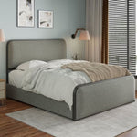 ZUN Modern Metal Bed Frame with Curved Upholstered Headboard and Footboard Bed with 4 Storage Drawers, WF319296AAE