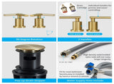 Brushed Gold 3-Hole Low-Arch 8 Inch Widespread Bathroom Faucet, Vanity Sink Faucet with Metal Pop Up 63313083