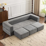 Ebern Designs Convertible Sectional Sofa with 3 Storage Ottomans - High-Resilience Foam Sleeper, W1829P280222