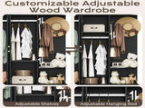 Wardrobe with 5 Doors 2 Drawers 2 Open Shelves Particleboard Unit with 1 Mirrored Door and 4 Hooks 31107495