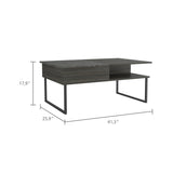 ZUN Carbon Espresso and Onyx 1-Shelf Lift Top Coffee Table B06280128