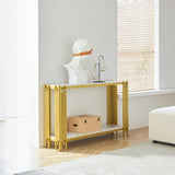 2 Tier Faux Marbling Console Table, Living Room Sofa Table, Modern Narrow Entryway Table, Hallway W1765P143348