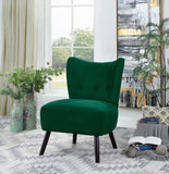 Unique Style Green Velvet Covering Accent Chair Button-Tufted Back Brown Finish Wood Legs Modern B01143824