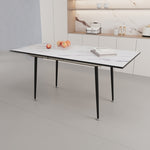 ZUN 47" expandable to 63" inch MDF square white marble patterned dining table, modern industrial kitchen W2189P174790