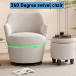 ZUN 360&deg;Swivel Accent Chair with Ottoman, Lounge Sofa with Nail Trim, Living Room Chairs, Bedroom Chair, W2113P237038