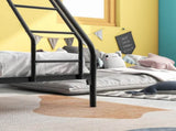 Heavy Duty Twin-Over-Full Metal Bunk Bed, Easy Assembly with Enhanced Upper-Level Guardrail, Black 87935632