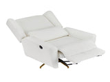 Power Recliner Chair Swivel,Boucle Upholstered 360&deg Swivel Recliner with gold 5 star base-Beige N771P298185M