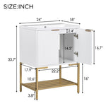 ZUN 24" Bathroom Vanity with Sink, Bathroom Vanity Cabinet with Two Doors and Gold Metal Frame, Open WF306257AAK