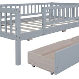 Twin Size Daybed Wood Bed with Two Drawers, Gray WF301864AAE