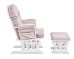 ZUN Mason Glider and Ottoman White Wood and Pink Fabric B02263776