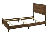 Brown Cherry Finish Fabric 1pc Full Size Panel Bed Beautiful Wooden Bedroom Furniture Contemporary B011P174708