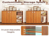 Adjustable Shelf Shoe Cabinet, 2-Door Enclosed 3-Tier Open Storage Organizer for Entryway-Natural 76717019