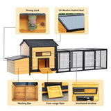 118" Large Wooden Chicken Coop Outdoor Hen House with Nesting Box, Leak-Proof Pull-Out Tray, Asphalt W773P314011