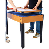 ZUN 5-in-1 Multi-Game Table - Billiards, Push Hockey, Foosball, Ping Pong, and Basketball brown /blue W465P164156