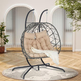 ZUN 2 Person Outdoor Rattan Hanging Chair Patio Wicker Egg Chair W874P146257