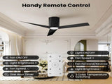 Ceiling Fans with Dimmable Led Lights, 52 Inch Flush Mount Ceiling Fan Remote Control, Quiet DC 08567897