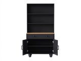 ON-TREND Farmhouse Storage with 4 Solid Wood Gourd-Shaped Legs, Modern Kitchen Pantry N721P205790B