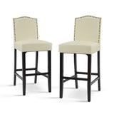 Barstools Set of 2, Counter Height Upholstered Bar Stools for Kitchen Island, Beige Rubberwood Legs N779P254675P