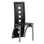 ZUN 4pcs long backrest square hollow decoration PU leather dining chair round tube black cushion 98227246