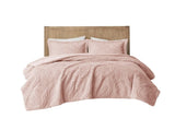 Full/Queen Embroidered Medallion Faux Fur Ultra Plush Comforter Mini Set B03597037