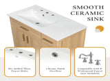 36" Bathroom Vanity with Sink Top, Bathroom Vanity Cabinet with Two Doors and Three Drawers, Solid N725P364205N