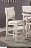 Antique White Finish Wooden Counter Height Chairs 2pcs Set Textured Fabric Upholstered Dining Chairs B01155794