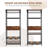 ZUN dog feeding station,3 Height Adjustable Raised Dog Bowls, Dog Feeder Station for Large Medium Dogs W1687138476