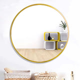 ZUN Tempered mirror 32" Wall Circle Mirror for Bathroom, Gold Mirror for Wall, 20 inch Hanging W1806P149710