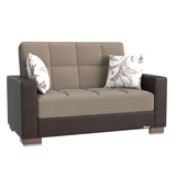 PrimeNest ZenAero Collection Upholstered Convertible Loveseat with Storage, Beige/Brown-PU Chenille B030P281764