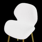 Modern minimalist white teddy velvet Dining Chairs Set of 2 with sturdy gold metal legs and W1727P251124