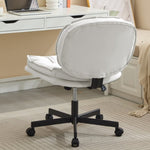 ZUN Armless-Office Desk Chair with Wheels: PU Leather Cross Legged Wide Chair,Comfortable Adjustable 71405818