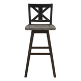 Pub Height Chairs Set of 2, Distressed Gray and Black 360-degree Swivel Chair Solid Rubberwood B011P194913
