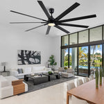 ZUN 84 In Super Large Black Ceiling Fan with Remote Control W1367P182918