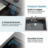 Kitchen Sink 30" x 22" Multifunctional Overmount Workstation Kitchen Sink S304 Stainless Steel T3177P286051