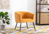 Luxurious Design 1pc Accent Chair Yellowish Orange Velvet Clean Line Design Fabric Upholstered Black B01166685