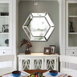 20" x 18" Hexagon Wall Mirror with Contemporary Glass Design, Home Decor Accent Mirror for Living W2078124352
