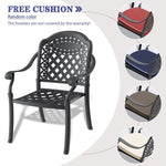 ZUN Cast Aluminum Patio Dining Chair 4PCS With Black Frame and Cushions In Random Colors W1710P166054