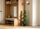 2 Pack 122cm Artificial Boxwood Spiral Topiary with Replacement Leaves 30075914