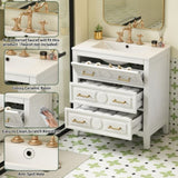 30'' Bathroom Vanity with Ceramic Sink Combo, Free Standing Single Vanity Set with 3 Drawers, Solid N710P246209K