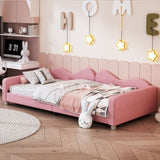 Twin size Upholstered Daybed, Sherpa Fabric Sofabed with Cloud-Shaped Backrest, No Box-spring N733P234602H