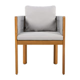 Acacia Wood Outdoor Dining Chairs 2-Pack with Grey Rope Handles, Washable Waterproof Grey Cushions, N779P279983G