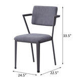 ZUN Grey Open Back Upholstered Office Chair B062P186473