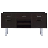 Cappuccino 5-drawer Credenza with Open Shelving B062P145476